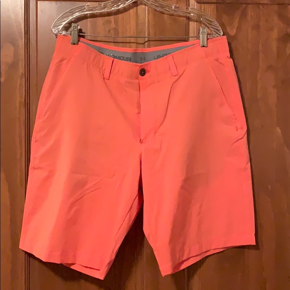 Coral pink golf shorts